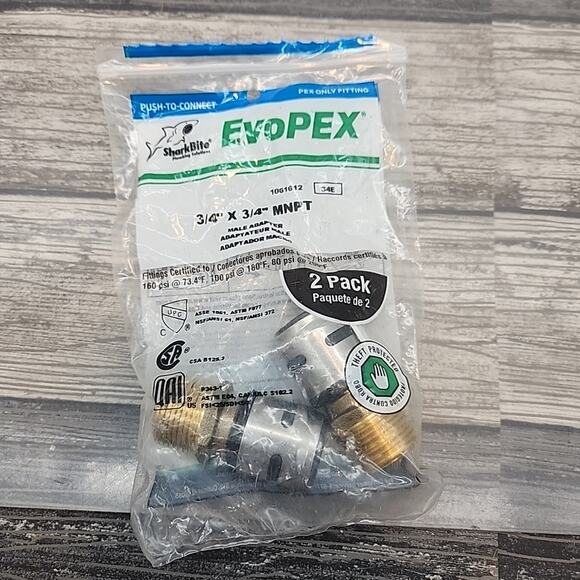 SharkBite EvoPEX 3/4"x 3/4" MNPT Male Adapter 2Packs of 2ct ea. [99] - Picture 3 of 14